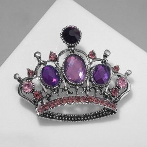 Брошь «Корона» готическая, цвет фиолетовый в чернёном серебре