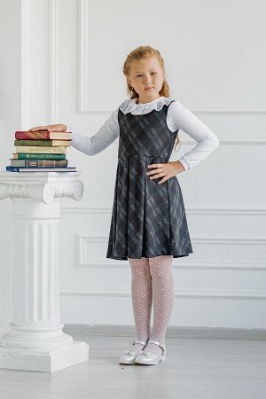 Сарафан детский школьный из милано серый в клетку Dress Code