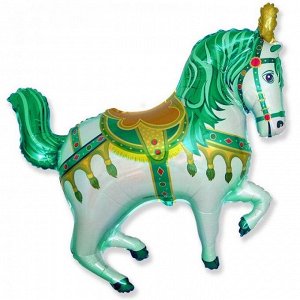 Фольга шар Нарядная лошадь зеленый 38"/95 см 1шт Испания