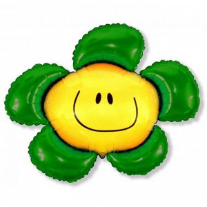 Фольга шар Цветочек солнечная улыбка зеленый 41"/102,5 см