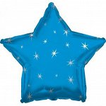 Фольга шар Звезда искры 18&quot;/46 см цвет синий
