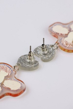 Серьги акриловые «Цветы» нарисованные, цветные в серебре