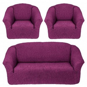Чехол на 3-х местный диван и два кресла без оборки фиолетовый