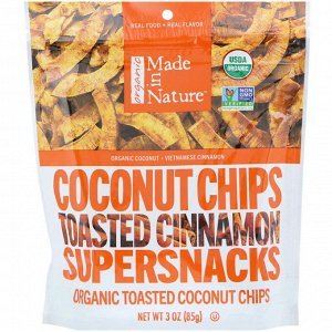 Made in Nature, Органические кокосовые чипсы с корицей, Supersnacks, 3 унц. (85 г)