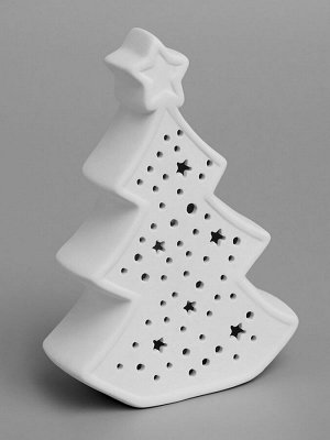 Светодиодная фигура «Ёлка звёзды» 9.7x4.5x13.7 см, 1 LED, керамика, от батареек LR44x3, свечение тёплое белое