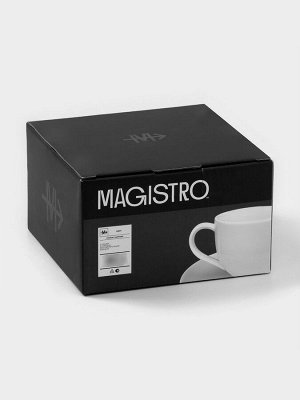 Набор чайный Magistro Mien, 4 предмета: 2 чашки 200 мл, 2 блюдца d=16 см, фарфор, белый