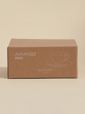 Чайная пара SL Home «Аманде», чашка 220 мл, блюдце 17?17?2 см, фарфор, белая