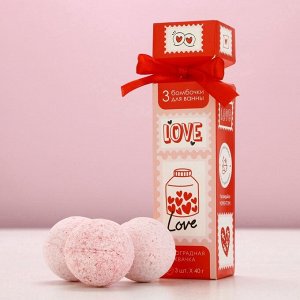 Бомбочки для ванны Love, 3x40 г, Чистое счастье