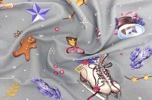 Полотенце кухонное вафельное с петелькой 37*75 "Колядки"