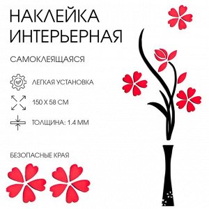 Наклейка интерьерная TAKE IT EASY «Цветы», декор на стену, панно 150x58 см