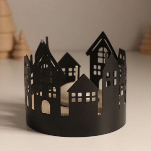 Подсвечник на 1 свечу «Домики», d=4 см, металл, дерево, 10x10x8.5 см