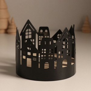 Подсвечник на 1 свечу «Домики», d=4 см, металл, дерево, 10x10x8.5 см