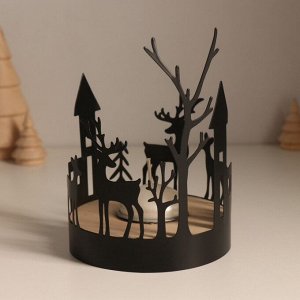 Подсвечник на 1 свечу «Домики и олени», d=4 см, металл, дерево, 10?10?13.8 см