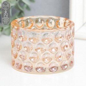 Стеклянный подсвечник на 1 свечу «Диамос», d=6 см, с золотом, 7.8?7.8?5.3 см