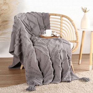 Плед с кисточками SL Home, 150x200 см, серый, 450 г/м²