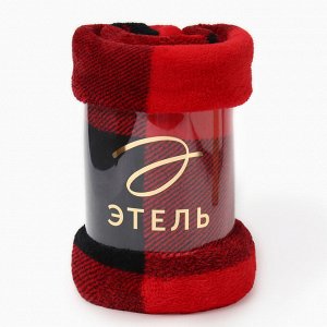 Плед «Этель. Клетка чёрно-красный», 200x220 см, корал-флис 220 г/м²