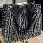 Сумка-тоут в этническом стиле большая, черная