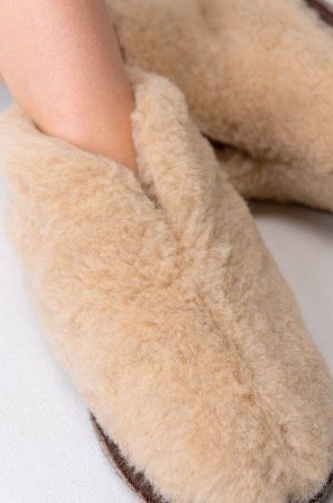 Домашние тапочки-чуни из овечьей шерсти с подошвой из войлока Happy Fox Home