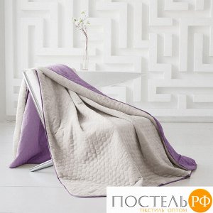 Одеяло - покрывало Sleep iX (иск.мех + одн.ткань) 200x220 Ткань: Фиолетовый, Мех: Молочно-Серый