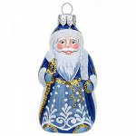 Елочная игрушка фигурка стеклянная &quot;Дед Мороз с посохом&quot; 9см