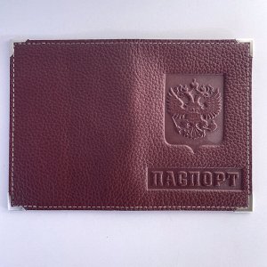 Обложка для паспорта натуральная кожа бордовая