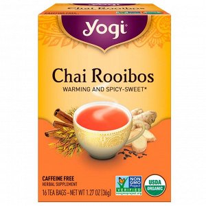 Yogi Tea, Органическая серия, чай ройбуш, без кофеина, 16 чайных пакетиков, 36 г