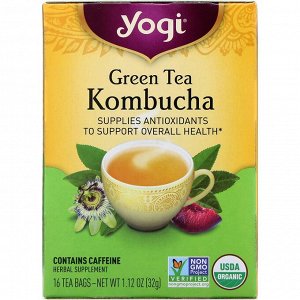 Yogi Tea, Зеленый чай комбуча, 16 чайных пакетиков, 32 г