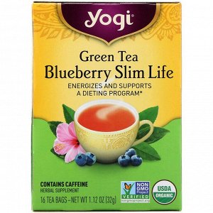 Yogi Tea, Organic, Green Tea Blueberry Slim Life, 16 Tea Bags, 1.12 oz (32 g)