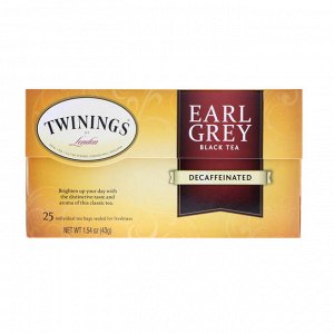 Twinings, Earl Grey, черный чай, без кофеина, 25 чайных пакетиков, 43 г (1,54 унции)