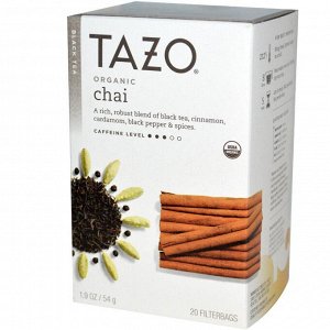 Tazo Teas, Органический черный чай, 20 фильтр-пакетиков, 1,9 унции (54 г)