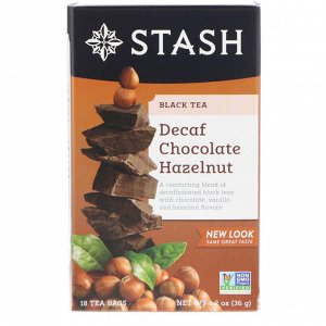 Stash Tea, Black Tea, Decaf Chocolate Hazelnut, 18 Tea Bags, 1.2 oz (36 g)