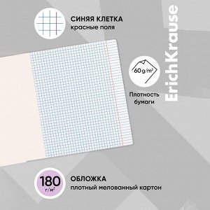 Тетрадь 12 листов в клетку ErichKrause «Классика», обложка мелованный картон, фиолетовая