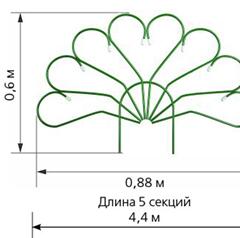 Комплект Агро Забор декоративный металлический  &quot;Павлин&quot; длина 4,4м, высота 0,6м