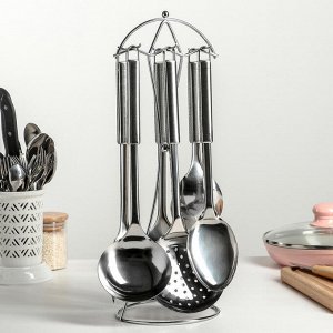Набор кухонных принадлежностей «Основа», 6 предметов, на подставке