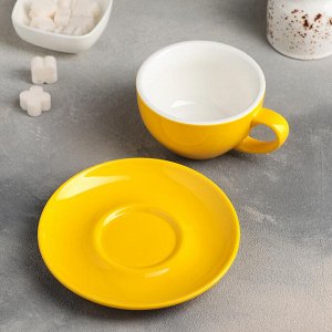 Чайная пара «Карамель»: чашка 250 мл, блюдце 15,5 см, цвет жёлтый