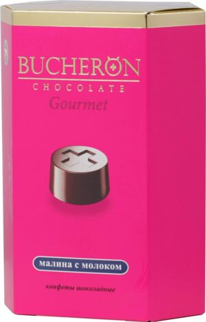 Шоколадные конфеты Бушерон GOURMET малина с молоком 130гр к/к
