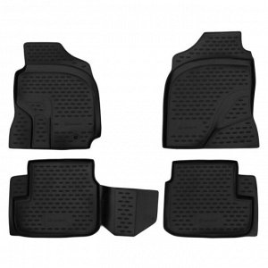 Коврики модельные Autofamily для Toyota RAV4 05/2000-10/2005 (правый руль), для переднего и заднего ряда, полиуретан, черный цвет, 4шт