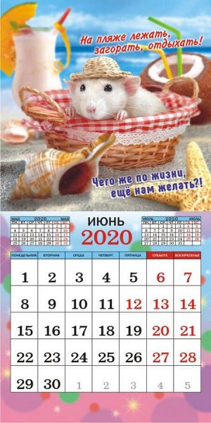 Перекидной МАЛЫЙ календарь на скрепке на 2020 год "Год крысы. Коллаж"
