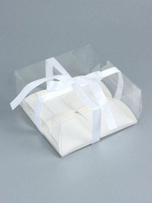 Коробка для пирожных 4 штуки, белая, 20?20?10 см