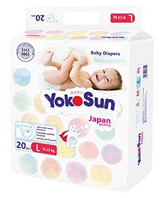 Детские одноразовые подгузники с маркировкой "YоkoSun" размер L (9-13 кг) 20 шт
