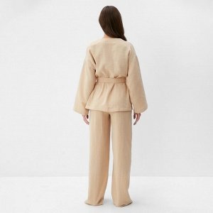 Комплект домашний женский (рубашка на запах, брюки) KAFTAN Basic, молочный