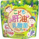 UNIMAT RIKEN Детский рыбий жир + молочнокислые бактерии с витаминами А, В6, D, C. Жевательные драже со вкусом винограда. 100шт