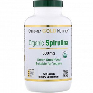 California Gold Nutrition, Органическая спирулина, 500 мг, 720 таблеток