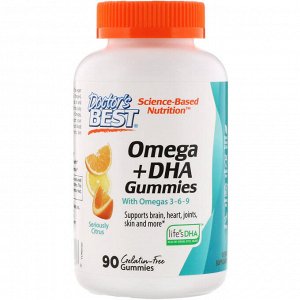 Doctor's Best, Omega 3 + DHA, серьезно цитрусовые, 90 жевательных конфет