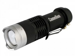 Фонарь  Camelion LED 5135 черный, LED XPE, ZOOM, 3реж., 1xLR6 в комплекте, алюм, блистер