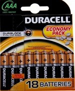 Батарейки DURACELL Basic AAA LR03 BL18