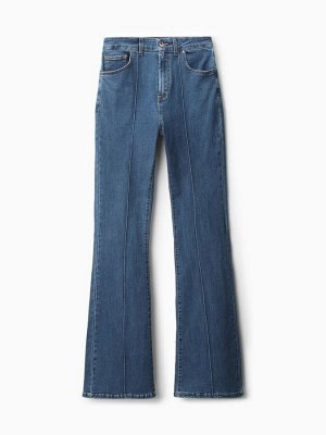 Джинсы женские клёш со стрелкой MINAKU: Jeans Collection, синие