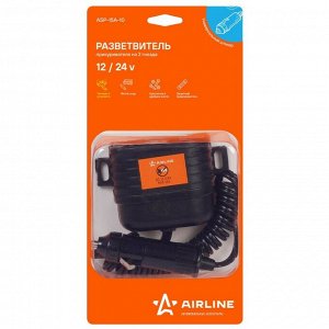 Разветвитель прикуривателя Airline, 12/24В, 2 гнезда (15А), 180Вт, кабель 100см, арт. ASP-15A-10