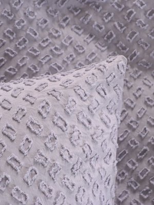 Постельное бельё 1.5 спальное, «Тафтинг квадрат», ручная работа, 143x215 см,150x230 см,50x70 см-2 шт., серо-сиреневое, 110 г/м²