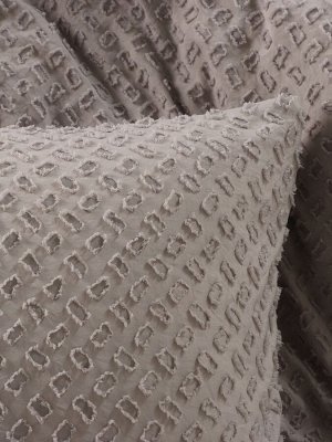 Постельное бельё 1.5 спальное, «Тафтинг квадрат», ручная работа, 143x215 см,150x230 см,50x70 см-2 шт., серое, 110 г/м²